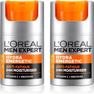 L’Oréal Paris Men Expert Hydra Energetic - Hydraterende Crème - 2x50 ml - Voor Vermoeide Huid