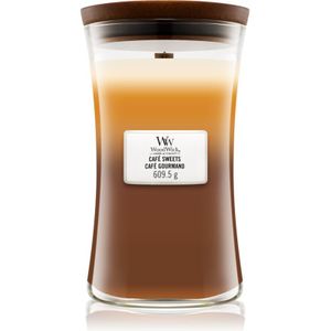 Woodwick Trilogy Café Sweets geurkaars met een houten lont 609,5 g