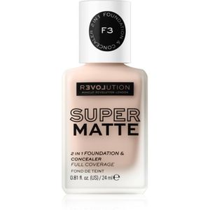 Revolution - Relove Super Matte Foundation - Langaanhoudende Matte Make-up - Tint F3 - 24 ml