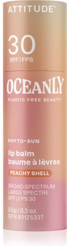 Attitude Oceanly Plastic Free Beauty Getinte Lippenbalsem SPF 30 Tint Peachy Shell 8.5 g