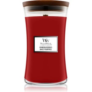 Woodwick Crimson Berries geurkaars met een houten lont 610 g