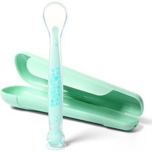 BabyOno Be Active Suction Baby Spoon lepeltje + hoes Green 6 m+ 1 st