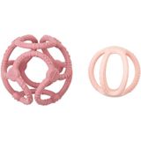 NATTOU Teether Silicone Ball 2 in 1 bijtring Pink 4 m+ 2 st