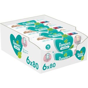 Pampers Sensitive Vochtige Reinigings Doekjes voor Kinderen voor Gevoelige Huid 6x80 st