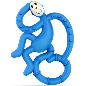 Matchstick Monkey Mini Monkey Teether bijtring met een antimicrobieel ingrediënt Blue 1 st