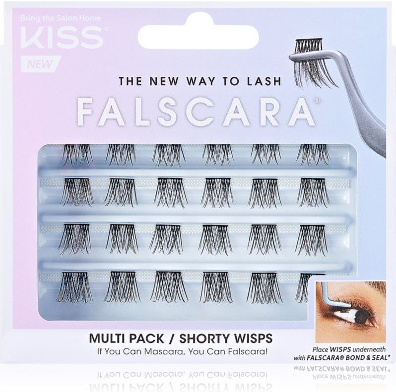 KISS Falscara Wisp plakwimpers in clusters met knoopje Shorty 24 st