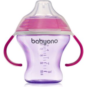 BabyOno Take Care Non-spill Cup with Soft Spout trainingsbeker met handvaten Purple 3 m+ 180 ml