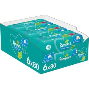 Pampers Fresh Clean Vochtige Reinigings Doekjes voor Kinderen voor Gevoelige Huid 6x80 st