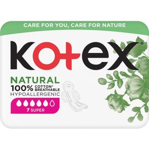 Kotex - Natural Super - Maandverband - 7 Stuks - Dermatologisch Getest