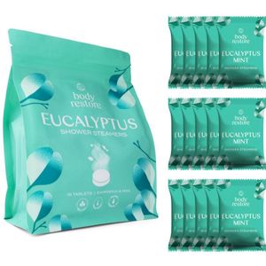 Body Restore - Showersteamers - Eucalyptus en Munt - Luxe Cadeaupakket - 15 Stuks