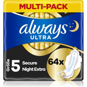 Always Ultra Secure Night Extra maandverband 64 st