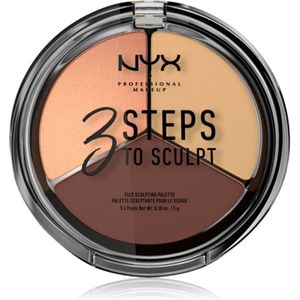 NYX Professional Makeup 3 Steps To Sculpt Contour Palet Tint 03 Medium 15 gr