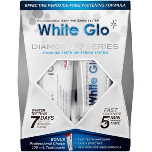 White Glo - Diamond Series Whitening System - Whitening Set - 50 ml Gel - 150 g Pasta