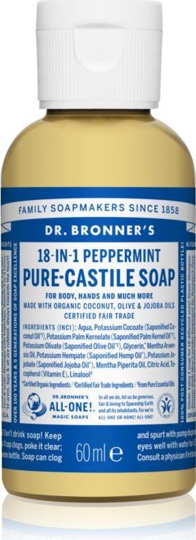 Dr. Bronner’s Peppermint vloeibare universele zeep 60 ml