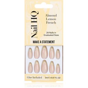 Nail HQ - Almond Lemon French - Valse Nagels - 24 st - Inclusief Lijm en Applicator