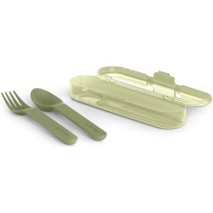 Suavinex Go Natural Cutlery Set bestek 12 m+ Green 3 st