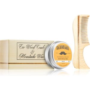 Golden Beards Eco Wood Comb 7.5cm + Moustache Wax set (voor de baard)