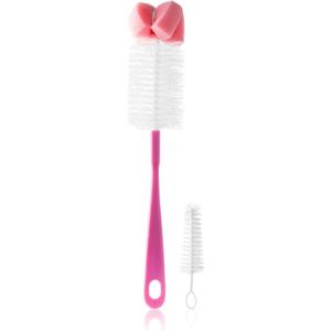 BabyOno Take Care Brush for Bottles and Teats with Mini Brush & Sponge Tip schoonmaakborstel Pink 2 st