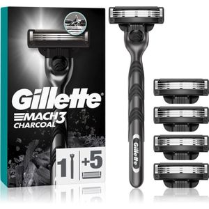 Gillette Mach3 Charcoal Scheerapparaat + Vervangbare Scheermesjes 5 st