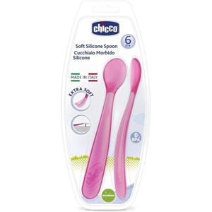 Chicco Soft Silicone lepeltje 6m+ Pink 2 st