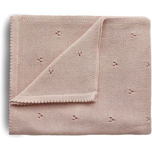 Mushie Knitted Pointelle Baby Blanket gebreide deken voor Kinderen Blush 80 x 100cm 1 st