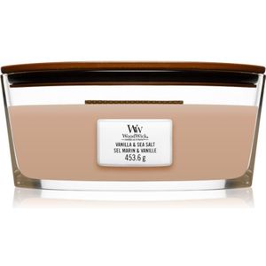 Woodwick Vanilla & Sea Salt geurkaars met een houten lont (hearthwick) 453.6 g