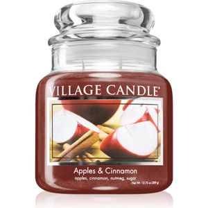 Village Candle Apples & Cinnamon geurkaars (Glass Lid) 389 g