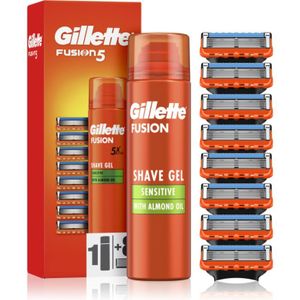 Gillette - Fusion5 Sensitive - Scheerset - Scheergel 200 ml - Vervangende Messen 8 st