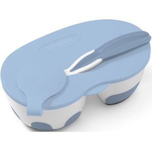 BabyOno Be Active Two-chamber Bowl with Spoon servies voor baby’s Blue