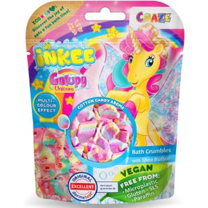 INKEE - Bath Crumble Galupy Unicorn - Badzout - 100 g - Parfum Barbe à Papa - 4 Kleuren