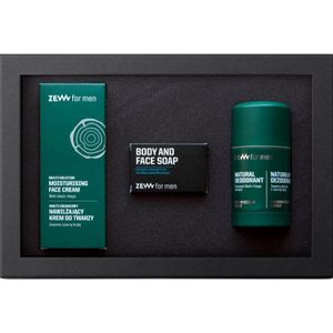 Zew For Men - Everyones Set - Lichaamsverzorgingsset - Hydraterende Gezichtscrème 30 ml - Vaste Zeep 85 ml - Deodorant Roller 80 g