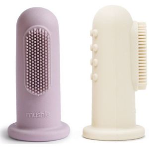 Mushie Finger Toothbrush Vinger Tandenborstel voor Kids Soft Lilac/Ivory 2 st