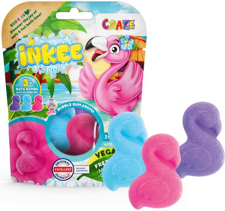 INKEE - Flamingo Lot de 3 Bombes de Bain - Violet - Bleu - Rose