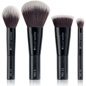 Brushworks - On The Move - Make-up Penselen Set - 4 Stuks - Zwart