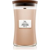 Woodwick Vanilla & Sea Salt geurkaars met een houten lont 609.5 gr