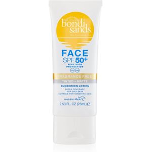 Bondi Sands SPF 50+ Face Fragrance Free Beschermende Getinte Gezichtscrème voor Matte Uitstraling SPF 50+ 75 ml