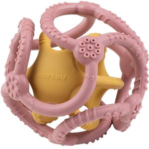 NATTOU Teether Silicone Ball 2 in 1 bijtring Pink / Yellow 4 m+ 2 st