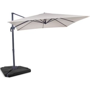 Zweefparasol Pisogne 300x300cm �– Premium parasol - Beige | Incl. 4 vulbare tegels