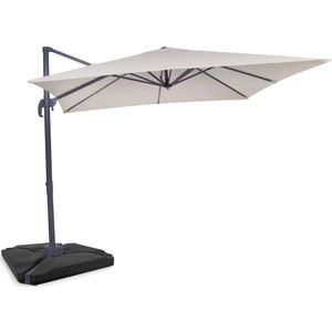 Zweefparasol Pisogne 300x300cm – Premium parasol - Beige | Incl. 4 vulbare tegels