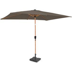 Parasol Rapallo 200x300cm –  Premium parasol – houtlook - taupe | Incl. Parasolvoet