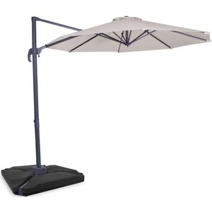 Zweefparasol Bardolino Ø300cm – Premium parasol - Beige | Incl. 4 vulbare tegels