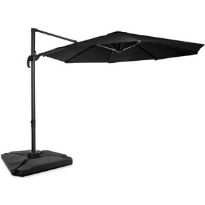 Zweefparasol Bardolino Ø300cm – Premium parasol - Antraciet/Zwart | Incl. 4 vulbare tegels