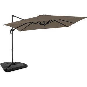Zweefparasol Pisogne 300x300cm – Premium parasol - Taupe | Incl. 4 vulbare tegels