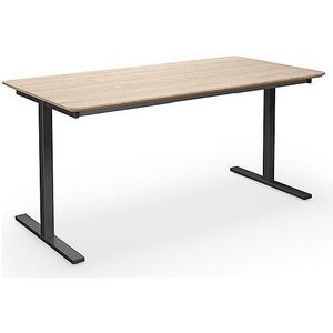 Multifunctionele tafel DUO-T Trend, recht blad, afgeronde hoeken, b x d = 1600 x 800 mm, eikenhout, zwart