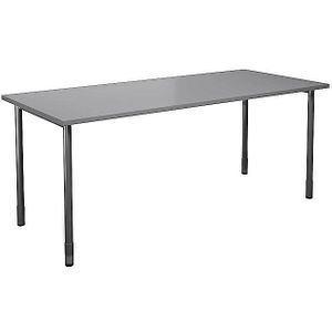 Multifunctionele tafel DUO-C, recht blad, h x d = 700 - 800 x 800 mm, breedte 1800 mm, lichtgrijs, zwart