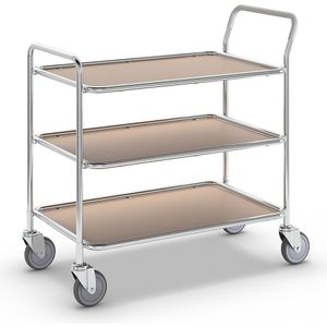 Kongamek Tafelwagen, 3 etages, l x b x h = 1020 x 555 x 965 mm, verzinkt/beukenhoutdecor