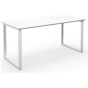 Multifunctionele tafel DUO-O Trend, recht blad, afgeronde hoeken, diepte 800 mm, breedte 1600 mm, wit / wit