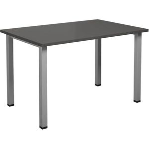 Multifunctionele tafel DUO-U, recht blad, b x d = 1200 x 800 mm, donkergrijs, zilverkleurig