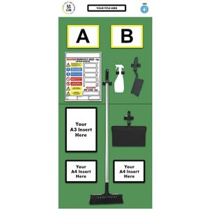 Stelling-informatiebord dubbele markering, reiniging, h x b = 2000 x 900 mm, groen