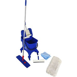 Professionele reinigingsset BASIC, met 5 katoenen dweilen, emmer van 30 liter